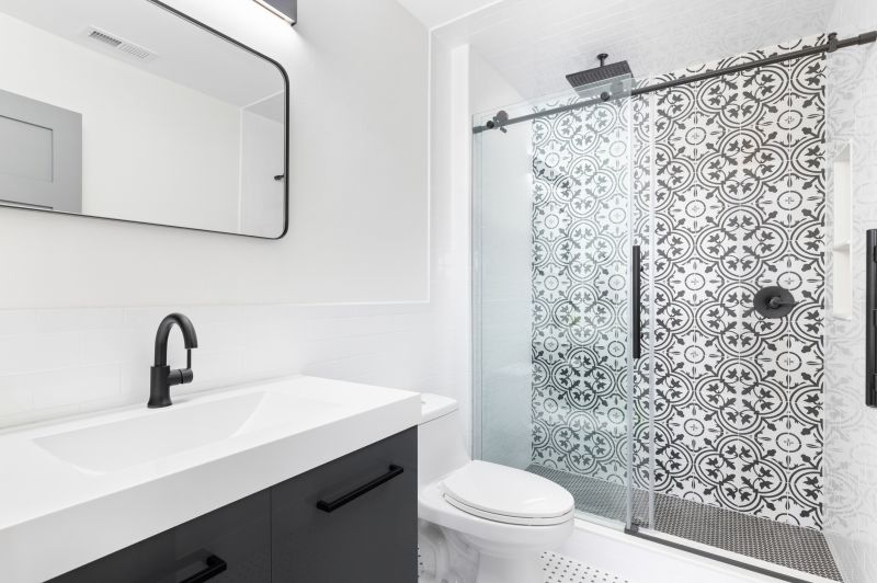 Contemporary Shower with Monochrome Tiles